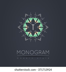 Elegant linear abstract monogram, logo design template. Vector illustration.
