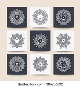 Elegant linear abstract monogram, logo design template. Vector illustration.