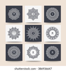 Elegant linear abstract monogram, logo design template. Vector illustration.