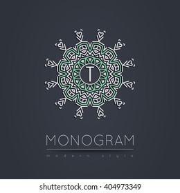 Elegant linear abstract monogram, logo design template. Vector illustration.