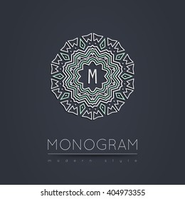 Elegant linear abstract monogram, logo design template. Vector illustration.