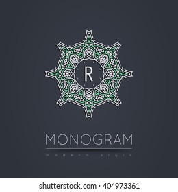 Elegant linear abstract monogram, logo design template. Vector illustration.