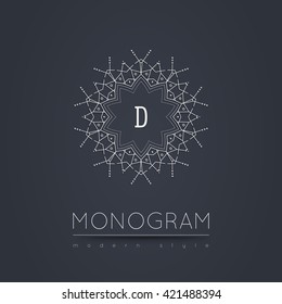 Elegant linear abstract monogram, logo design template. Vector illustration.
