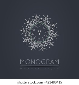 Elegant linear abstract monogram, logo design template. Vector illustration.