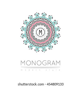 Elegant linear abstract monogram, logo design template. Vector illustration.