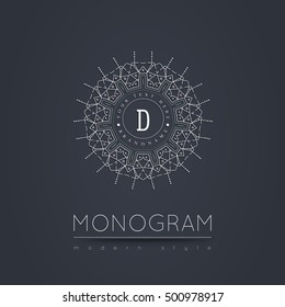 Elegant linear abstract monogram, logo design template. Vector illustration.