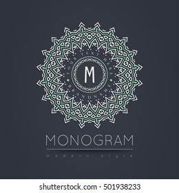 Elegant linear abstract monogram, logo design template. Vector illustration.