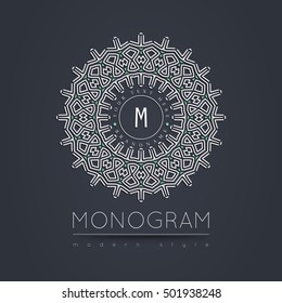 Elegant linear abstract monogram, logo design template. Vector illustration.