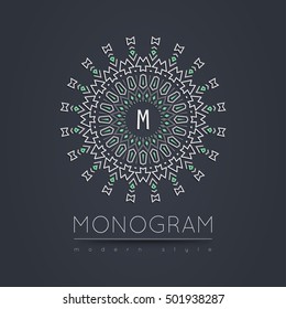 Elegant linear abstract monogram, logo design template. Vector illustration.