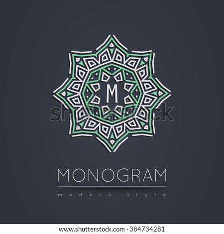Elegant linear abstract monogram, logo design template. Vector illustration.