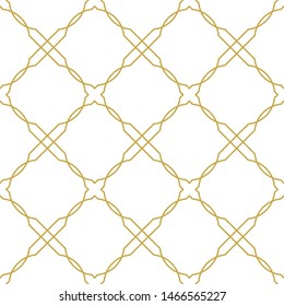 Elegant linear diagonal ornament. Seamless vector pattern in gold color