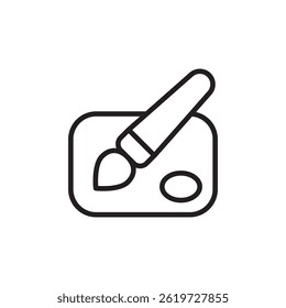 Elegant linear drawing of an artist's palette with brush symbol concept