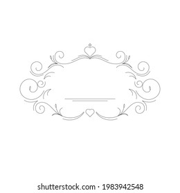 Elegant linear frame, modern monogram template. Mockup for printing wedding cards and invitations. Vector illustration.