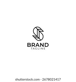 Eleganter linearer Buchstabe S mit Blattzweigen Logo