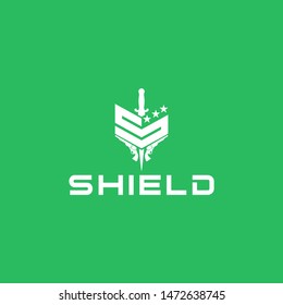 Elegant linear letter s shield logo.