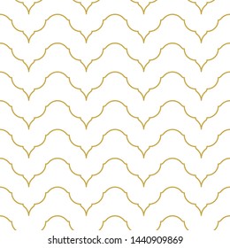 Elegant linear oriental style chevron ornament. Seamless vector pattern in gold color
