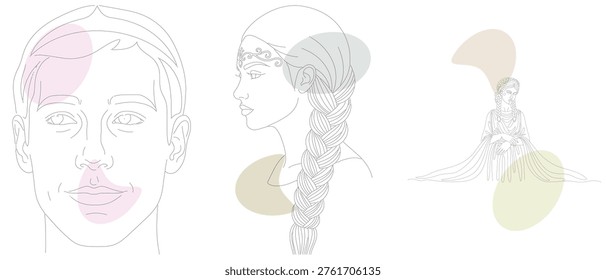 Elegant Lineart Illustrations of Faces and Figures, Minimalist Aesthetic Designs Inspired by Ramayana and Divine Concepts