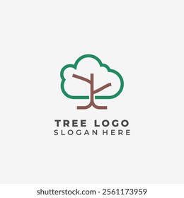 Elegant lineart style tree logo design reflects growth