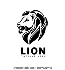 elegant lion head art logo