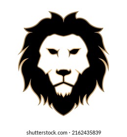 Elegant lion head with golden lines. Vector Illustration.