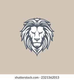 Elegant lion head logo on plain background