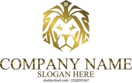 Elegant lion with house element include, suitable for real-estate and property company