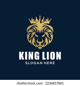 Elegant lion king animal logo, Lion logo vector illustration brand identity icon, Template.