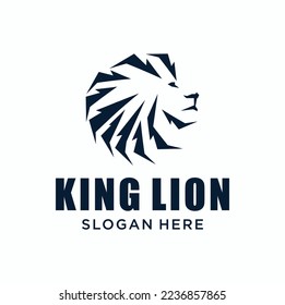 Elegant lion king animal logo, Lion logo vector illustration brand identity icon, Template.