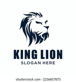 Elegant lion king animal logo, Lion logo vector illustration brand identity icon, Template.
