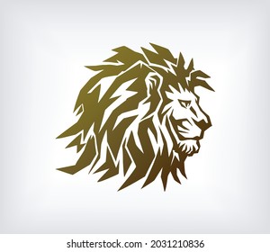 elegant lion logo with gold colors isolated 