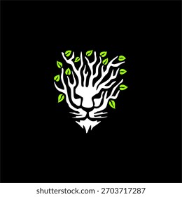 Elegantes Löwenbaum-Logo für dynamisches Maskottchen, Strength Emblem, Modern Vector
