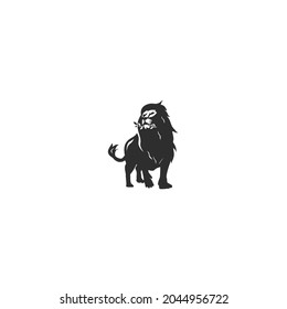 Elegant lion vector logo; the animal with an olive branch in it's mouth is suitable for fashion companies