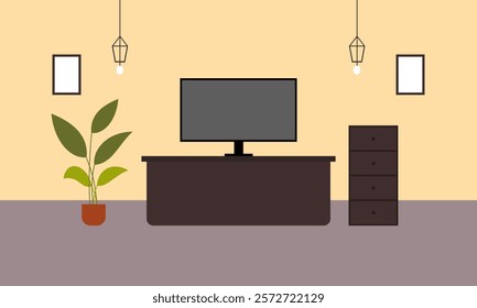 Elegant living room interior with flat design