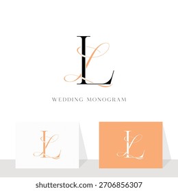 Diseño elegante del logotipo del monograma de la boda de LL