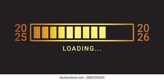 Elegant loading bar icon spanning 2025 to 2026 with gold gradient