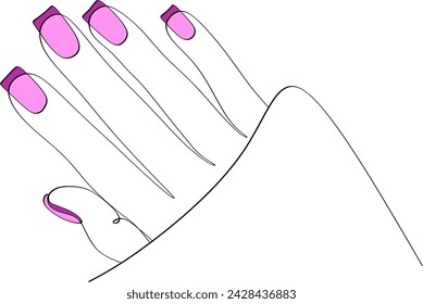 Elegant logo for a beauty salon, nail studio. Line woman portrait with hands. 