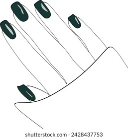 Elegant logo for a beauty salon, nail studio. Line woman portrait with hands.  