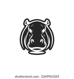 An elegant logo of a black and white hippopotamus for your brand.