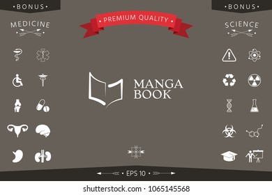 Elegant logo with book symbol like brush stroke