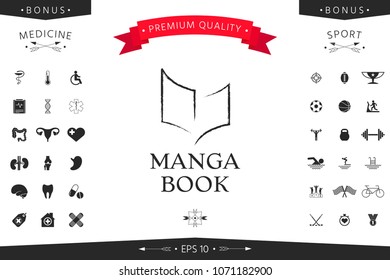 Elegant logo with book symbol like dry brush stroke