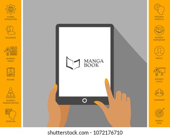 Elegant logo with book symbol like brush stroke