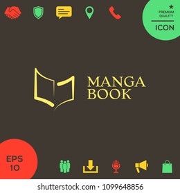 Elegant logo with book symbol like brush stroke