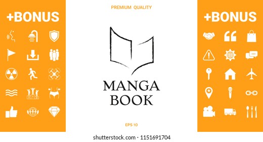 Elegant logo with book symbol like dry brush stroke