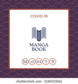Elegant logo with book symbol - like the letter M. Element for your design