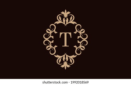 Elegant logo for business. Exquisite company brand icon, boutique. Monogram with the letter T.