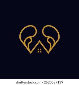 Elegant logo combining a heart shape and a house, representing luxurious living, comfort, and family.