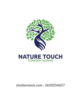 Elegant logo design with a clean nest symbol and green color theme, representing safety, eco-consciousness, home, and sustainability