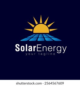 Elegant logo design combining a solar panel, radiant sun, and a green leaf, representing sustainable energy and harmony with nature. Ideal for eco-conscious businesses and renewable energy projects.

