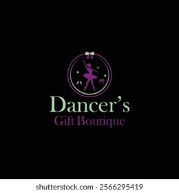 Elegant Logo Design for Dancer's Gift Boutique Featuring a Ballet Silhouette, Gift icon