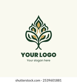 "Elegant Logo Design with Decorative Leaf Motif"

